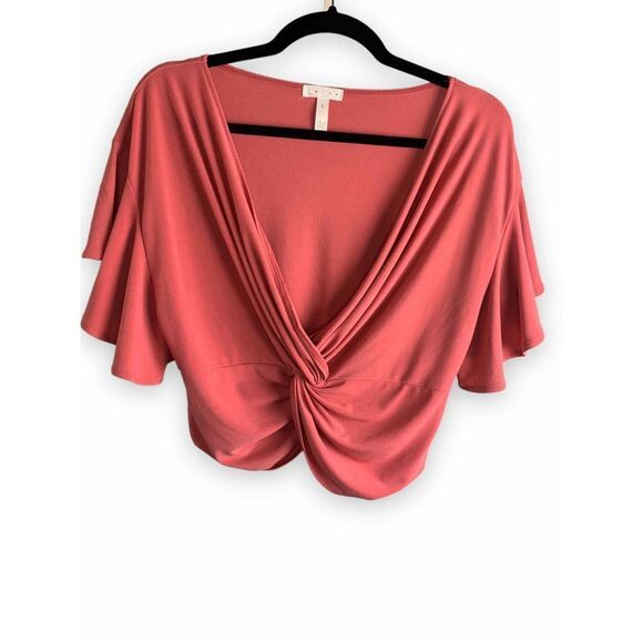 Leith Chiffon Knotted Crop Top - Picture 1 of 6